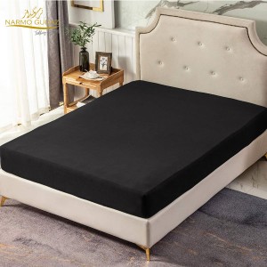 Double Bed Jersey Knit Fitted | Solid Color | Comfortable Bedsheet For King Bed JRSY-Black-King